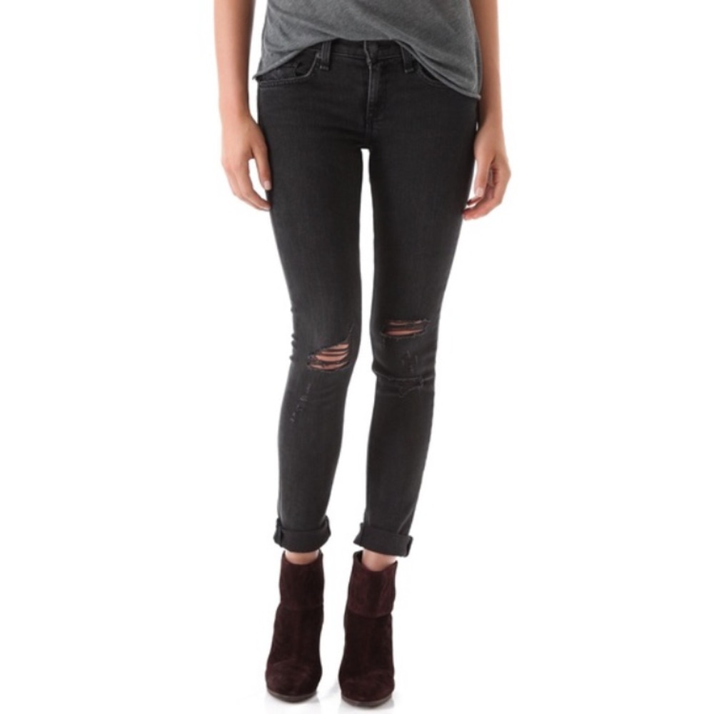 RAG & BONE Black Skinny Jeans With Holes 27